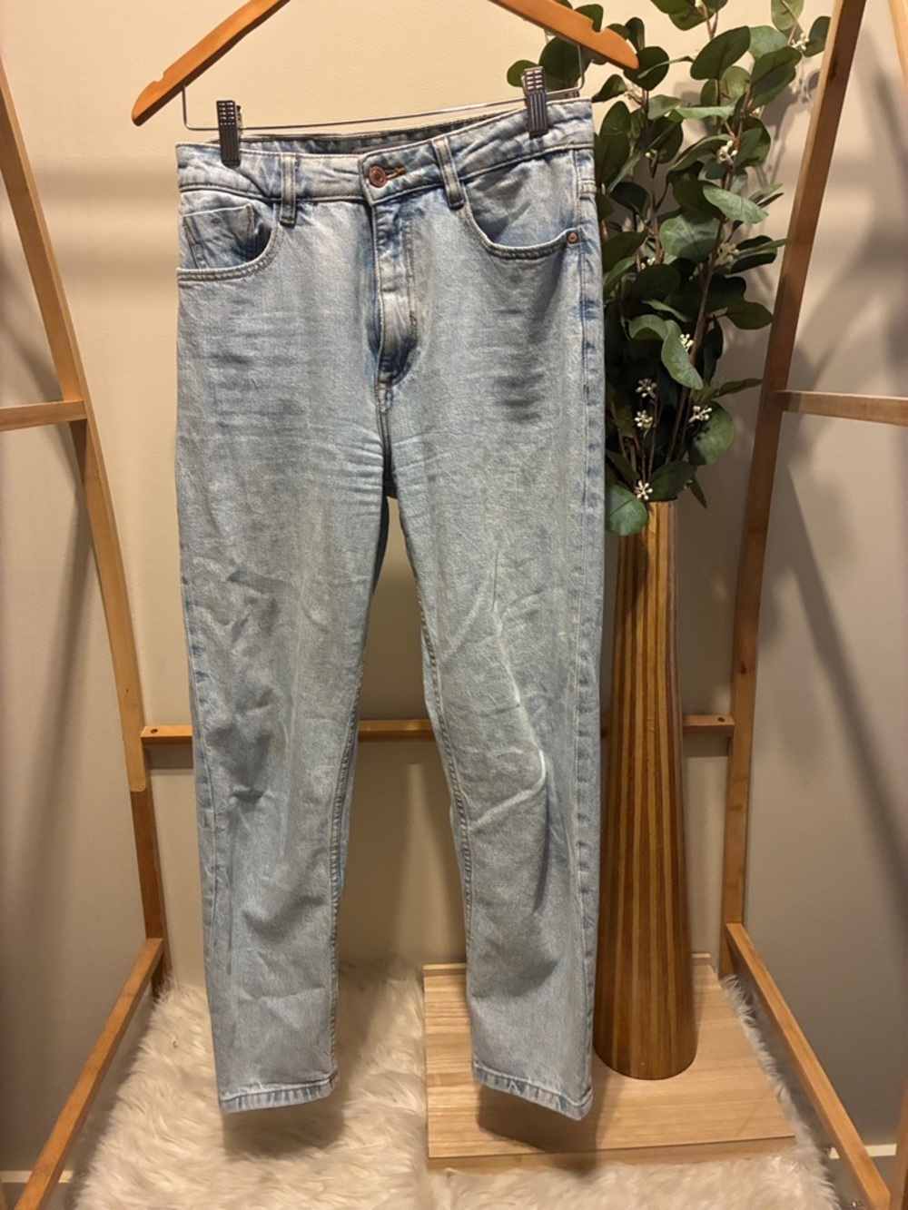 Zara Light Blue Straight Leg Jeans